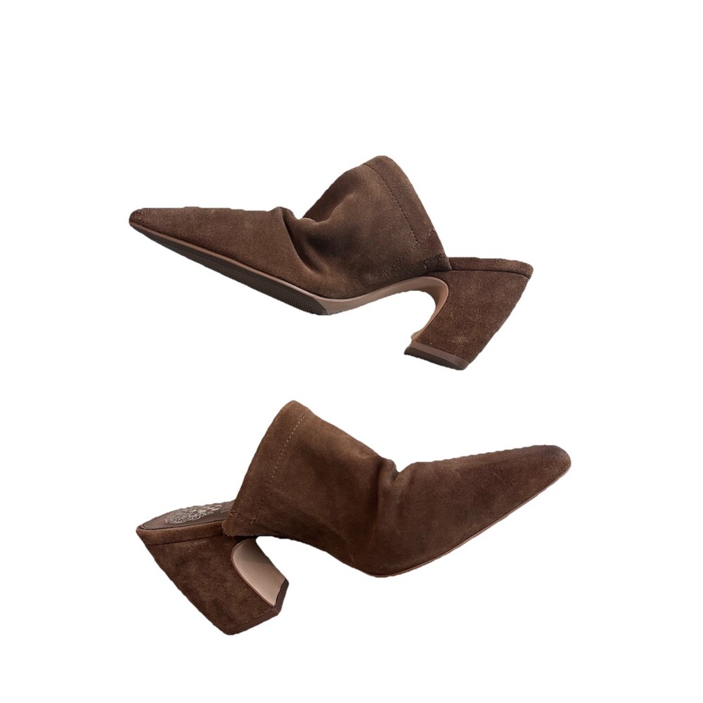 Vince Camuto VC-Carlie Block Heel Pointed Toe Dress Mules Reishi Silky Suede 7.5 - Picture 7 of 9